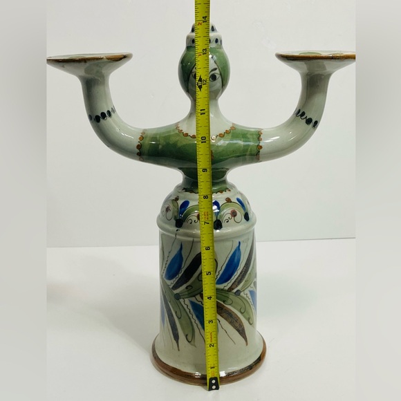 Vtg Ken Edwards El Palomar Mexican Pottery Folk Art Woman Double Candelabra 14” - Picture 12 of 13